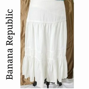 Waist 30" Linen Long White Skirt Cotton Lining